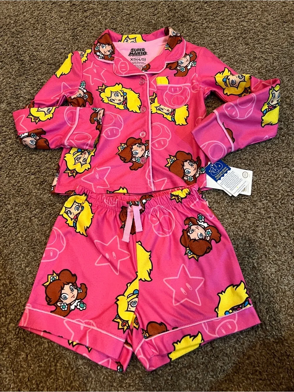 Super Mario Princess Peach Pajama Set Size XS (4-5) New